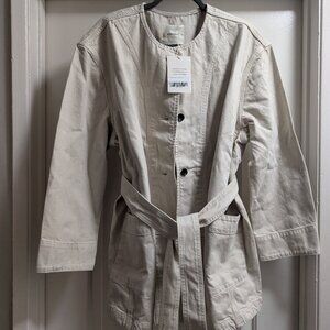 Everlane Long Denim Barrel Jacket Sand XL NWT